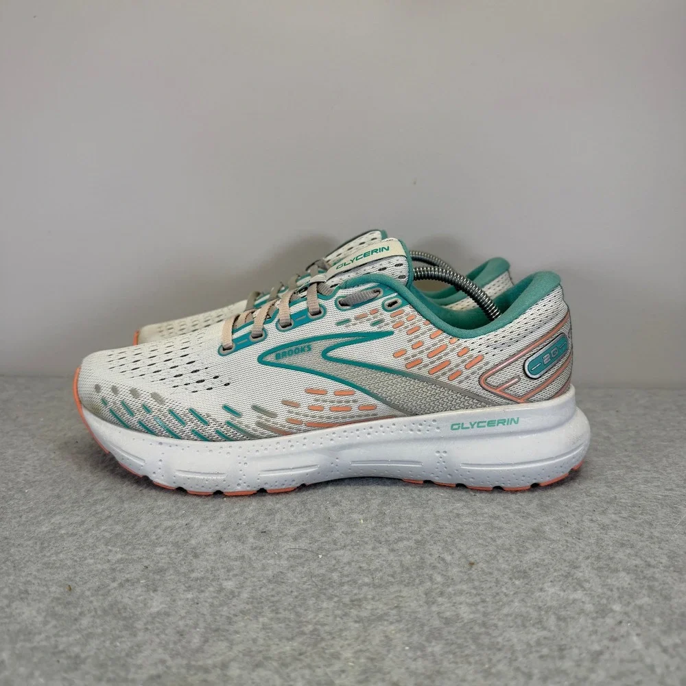 Brooks Glycerin 20 Womens Shoes Size 9.5 Grey Teal Running Sneakers 1203691B061